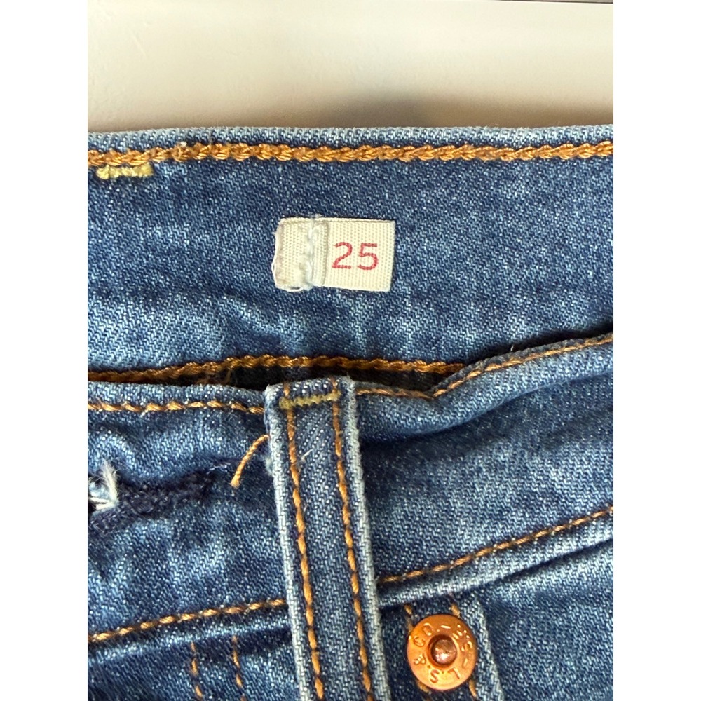 Levis 501 Skinny Jeans Womens 25 Medium Wash High Rise Button Fly Classic Denim - Picture 4 of 8